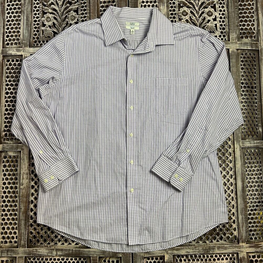 Croft & Barrow Mens Easy Care Classic Fit Dress Shirt Purple Plaid 18 34/35